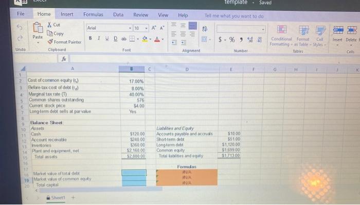 Company'e year and balance sheet is shown below the cost of common