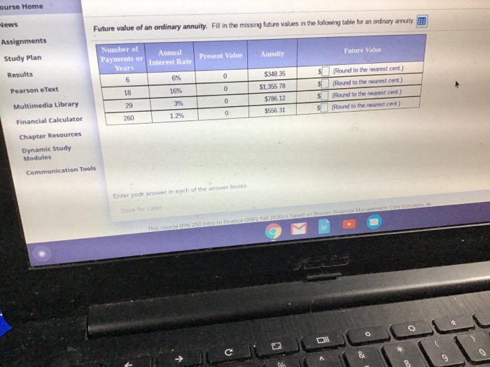 pls answer all parts with explanations thx ourse Home Future value of