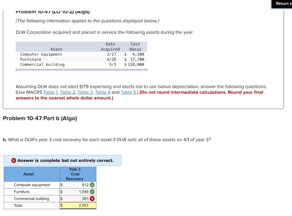  The answer is not 2166 or 361 Return to Propiem 10-47