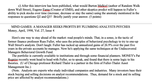  c) After this interview has been published, what would Burton Malkish