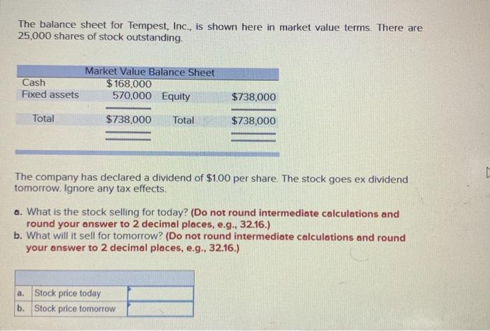 please help The balance sheet for Tempest, Inc., is shown here in