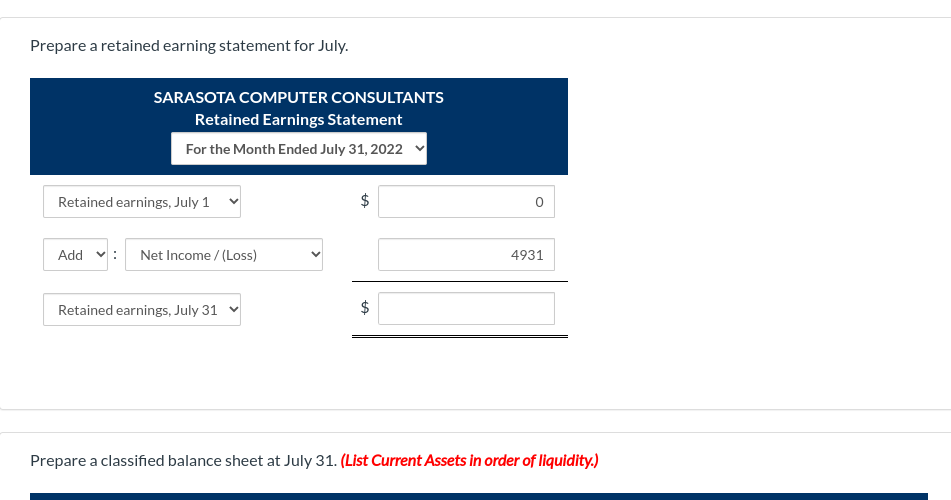 stock 3,700 Retained earnings 2,130 $7,410 $7,410 The company underwent a major