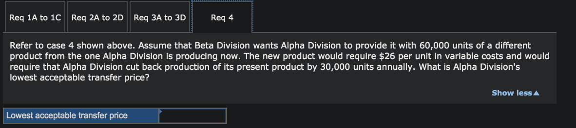 100,000 199,000 53,000 308,000 74,000 199,000 Alpha Division: Capacity in units Number