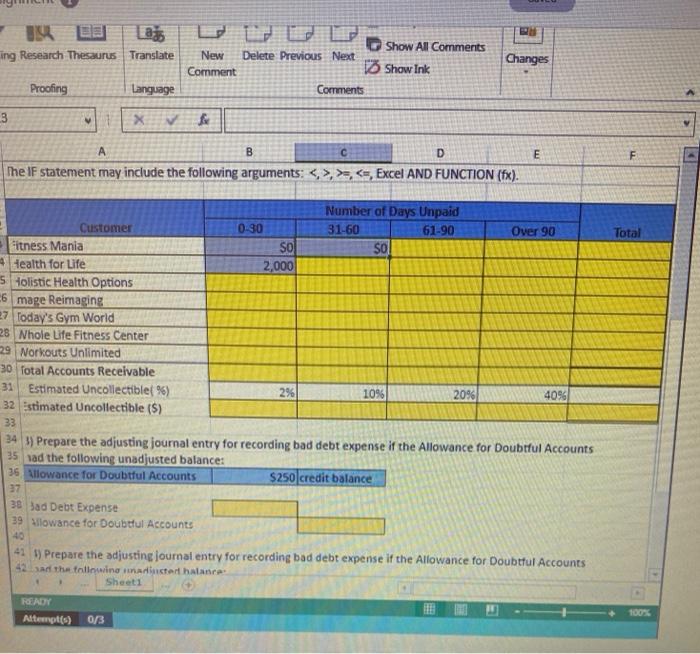 accounts receivables that were uncollected. The Controller has asked you to help