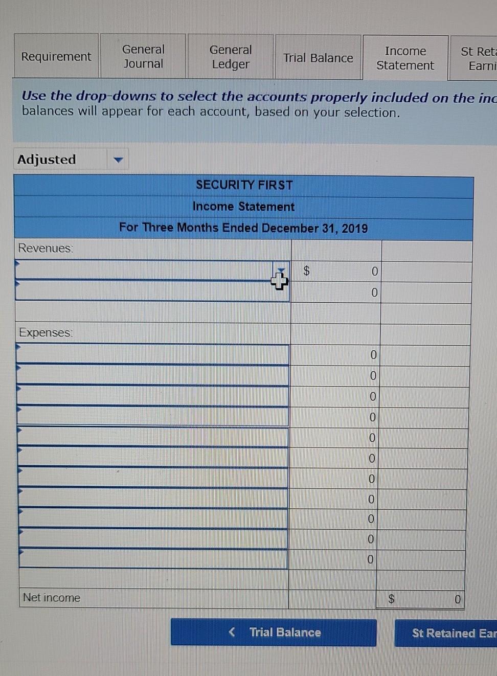 2018, unadjusted trial balance of Security First is found in the Trial