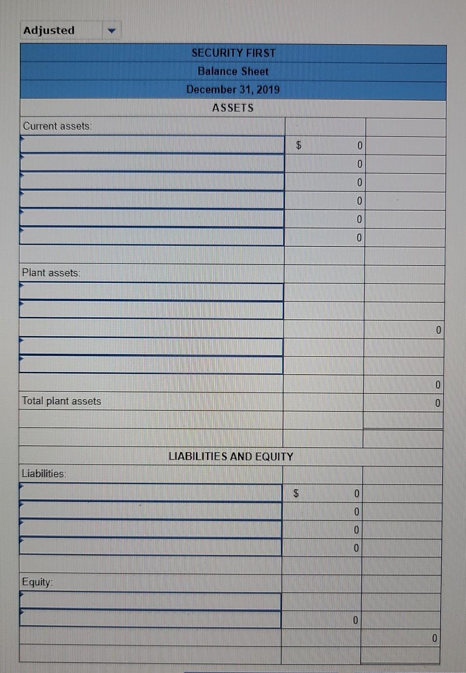 balance tab. Security First had the following transactions and events in December