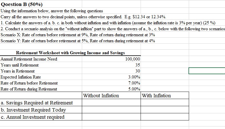  Qoestion B (50%) Using the information below. answer the following questions