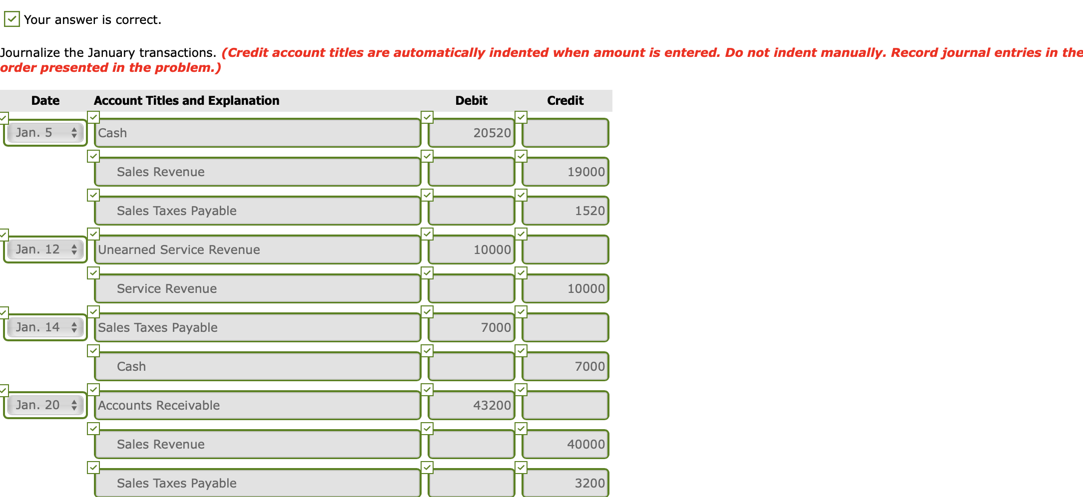 of Cullumber Company contains the following liability accounts. Accounts Payable Sales Taxes