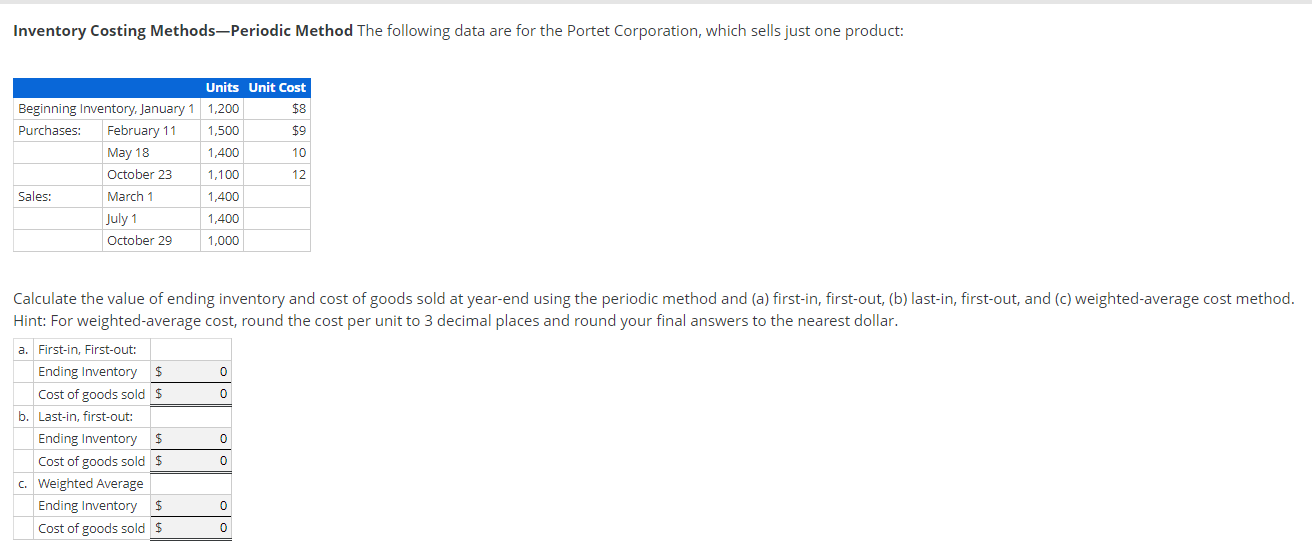 Method Chen Sales Corporation uses the periodic inventory system. On January 1,