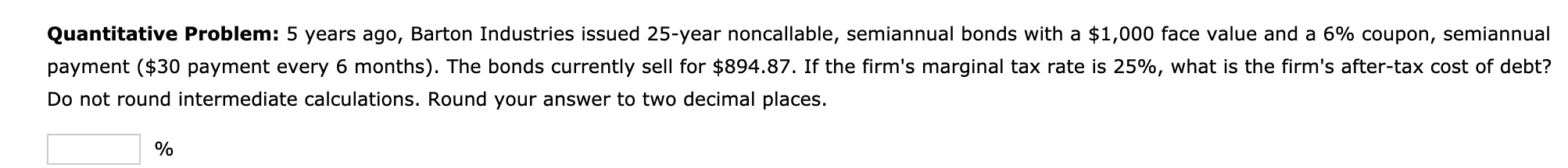 How do I solve this? Quantitative Problem: 5 years ago, Barton