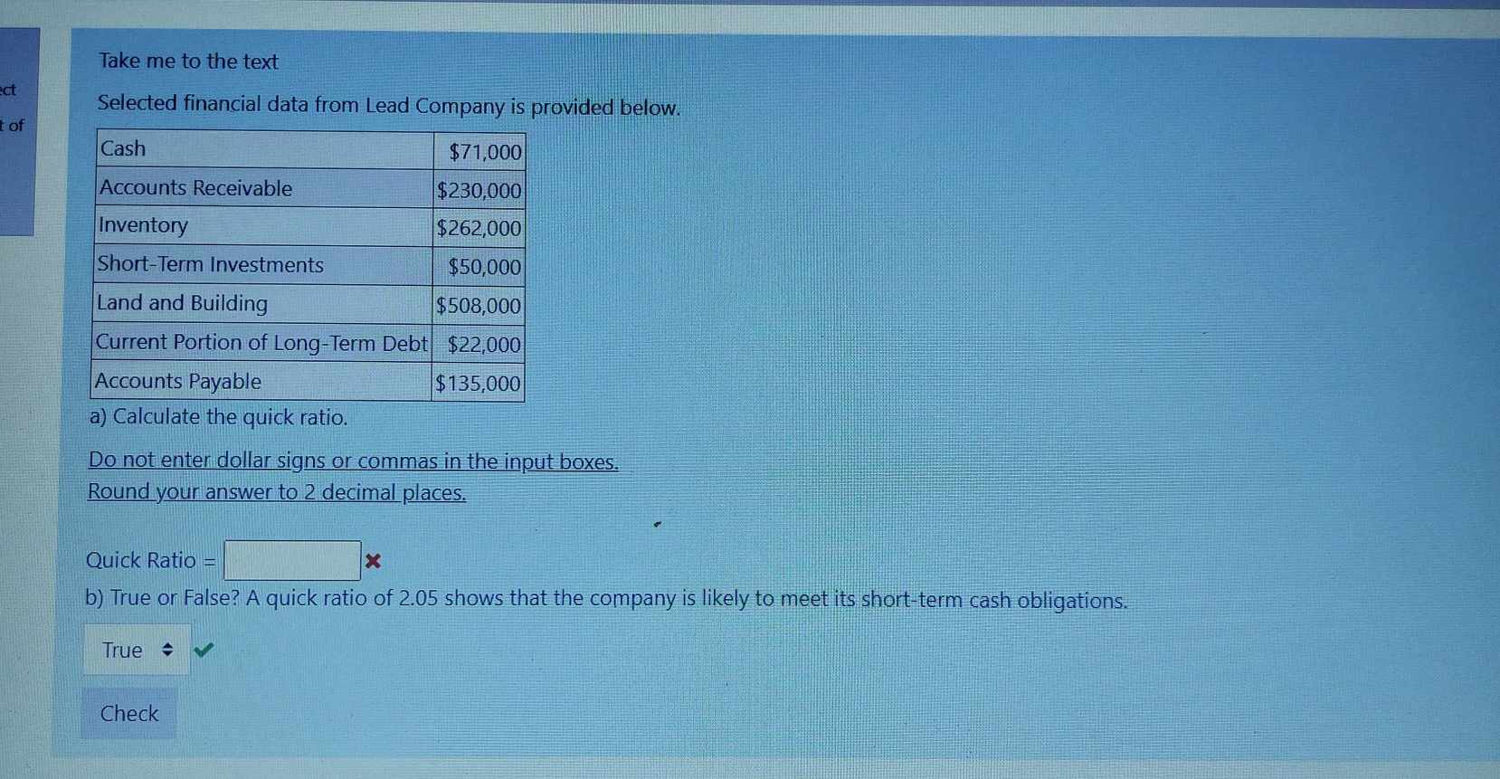  Take me to the text Selected financial data from Lead Company
