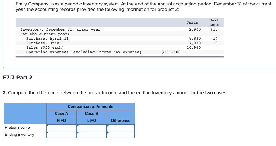 questions displayed below.) Emily Company uses a periodic inventory system. At the