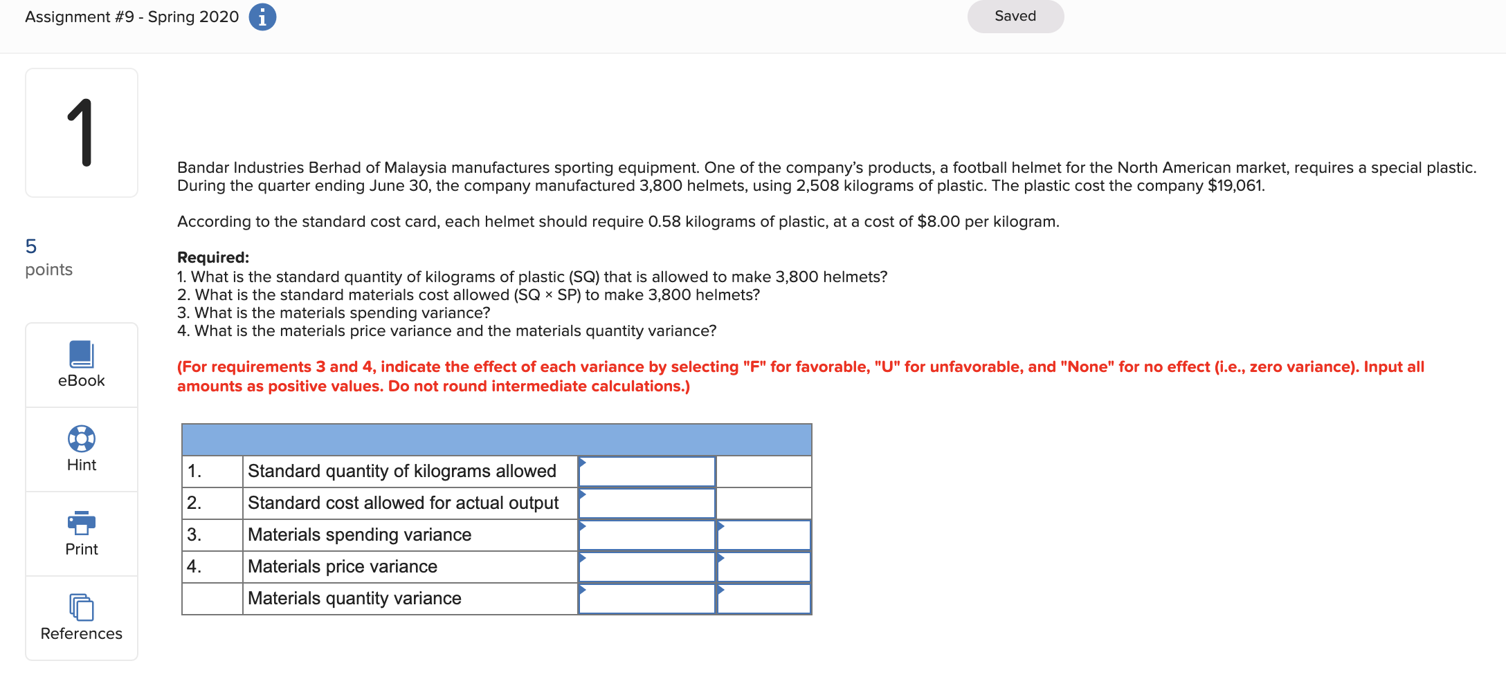  Assignment #9 - Spring 2020 i Saved Bandar Industries Berhad of