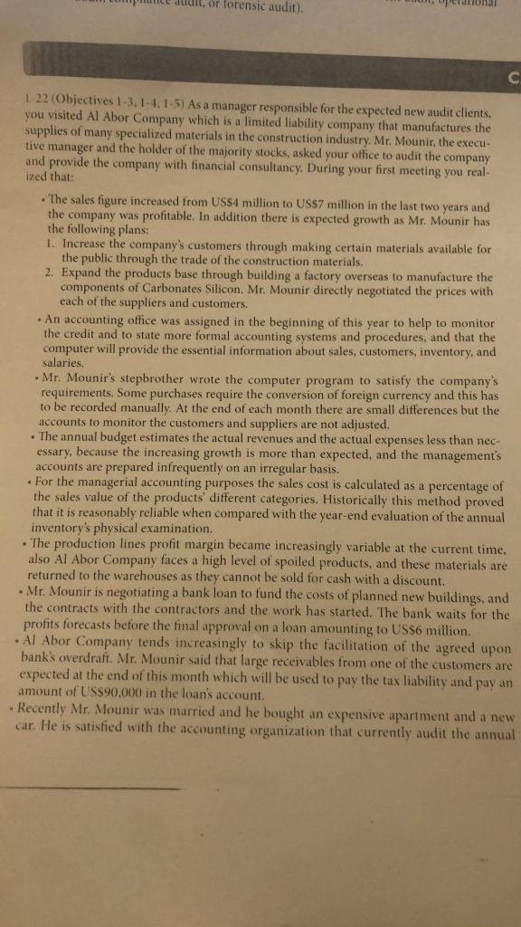 Lumpul duit, or forensic audit). , UpClonal 122 Objectives 1-3, 1-4,1-5)