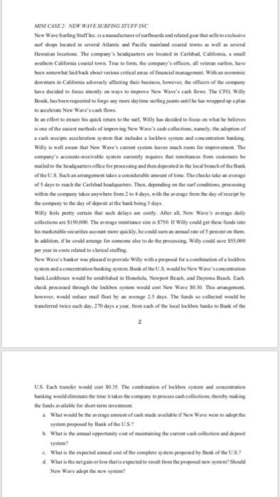  MINI CASE 2: NEW WAVE SURFING STUFF INC New Wave Surfing