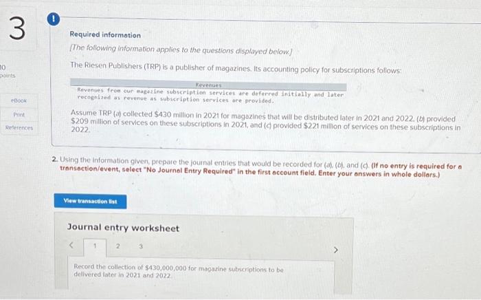 please explain in detail O 3 30 Dots Required information The following