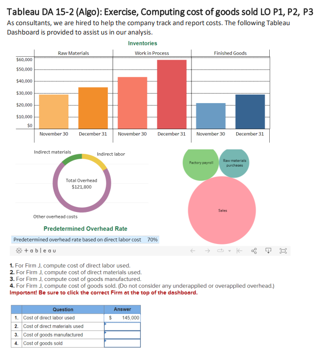  Tableau DA 15-2(Algo): Exercise, Computing cost of goods sold LO P1,