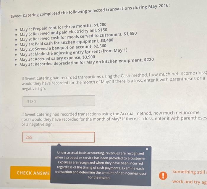 only the accural method please show how you recieved your answer for