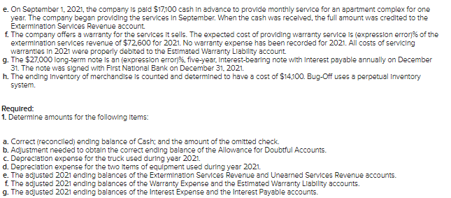 values i've already entered are correct) v Bug-Off Exterminators provides pest control