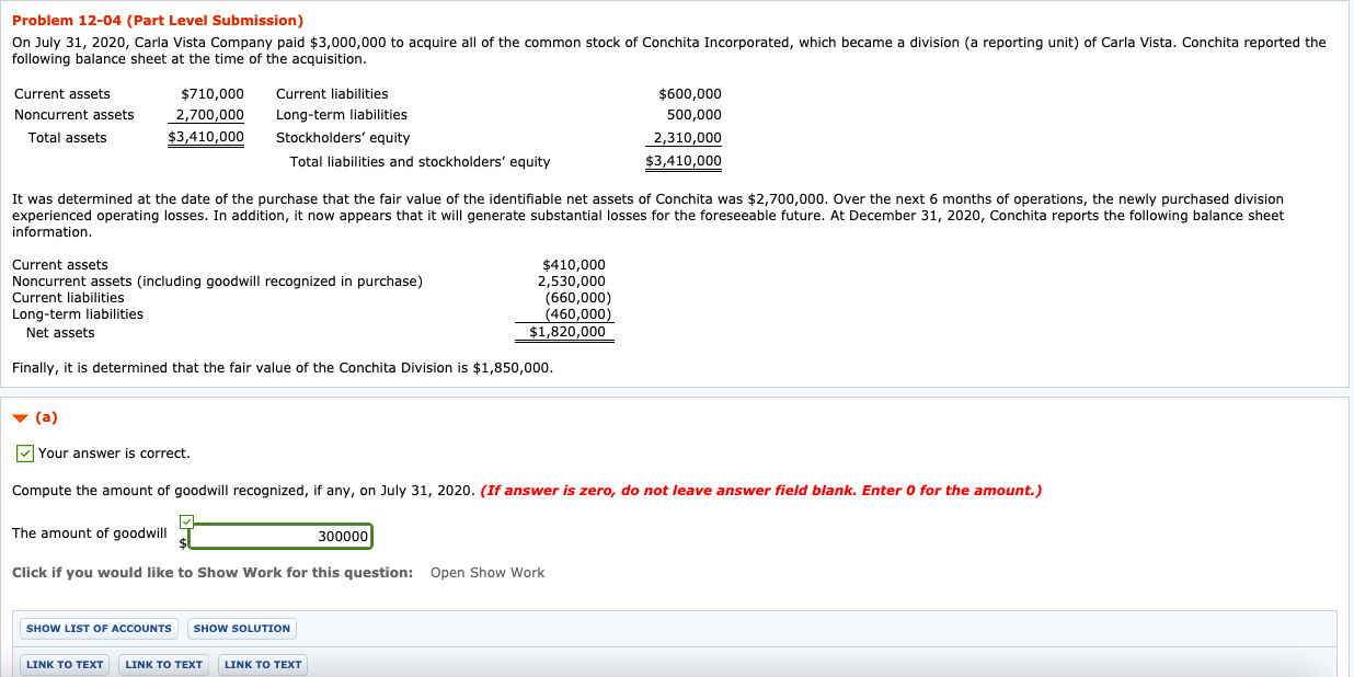  I need help with part c please Problem 12-04 (Part Level