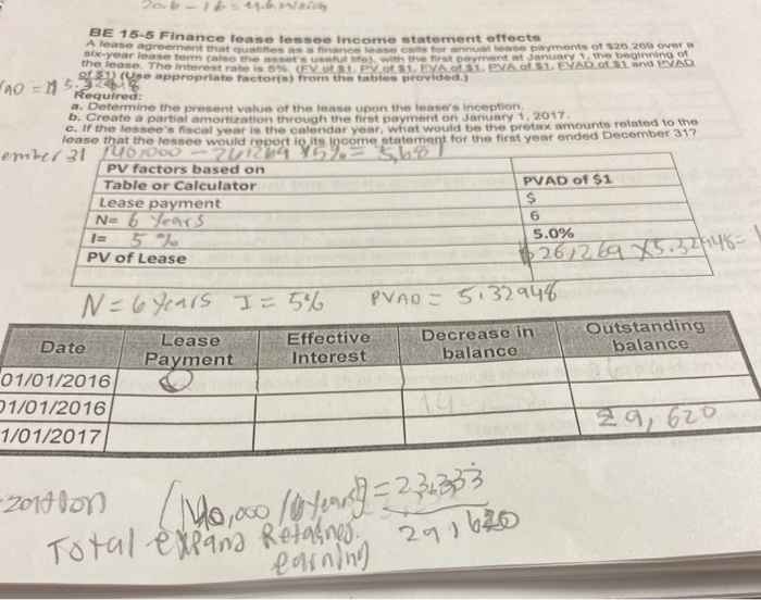  20.6- 4. na BE 15-5 Finances e statement offects A lease