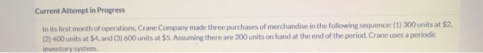  Current Attempt in Progress In its first month of operations, Crane