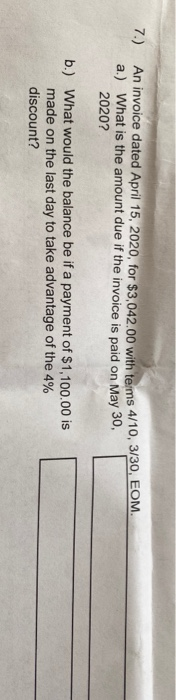  7.) An invoice dated April 15, 2020, for $3,042.00 with terms