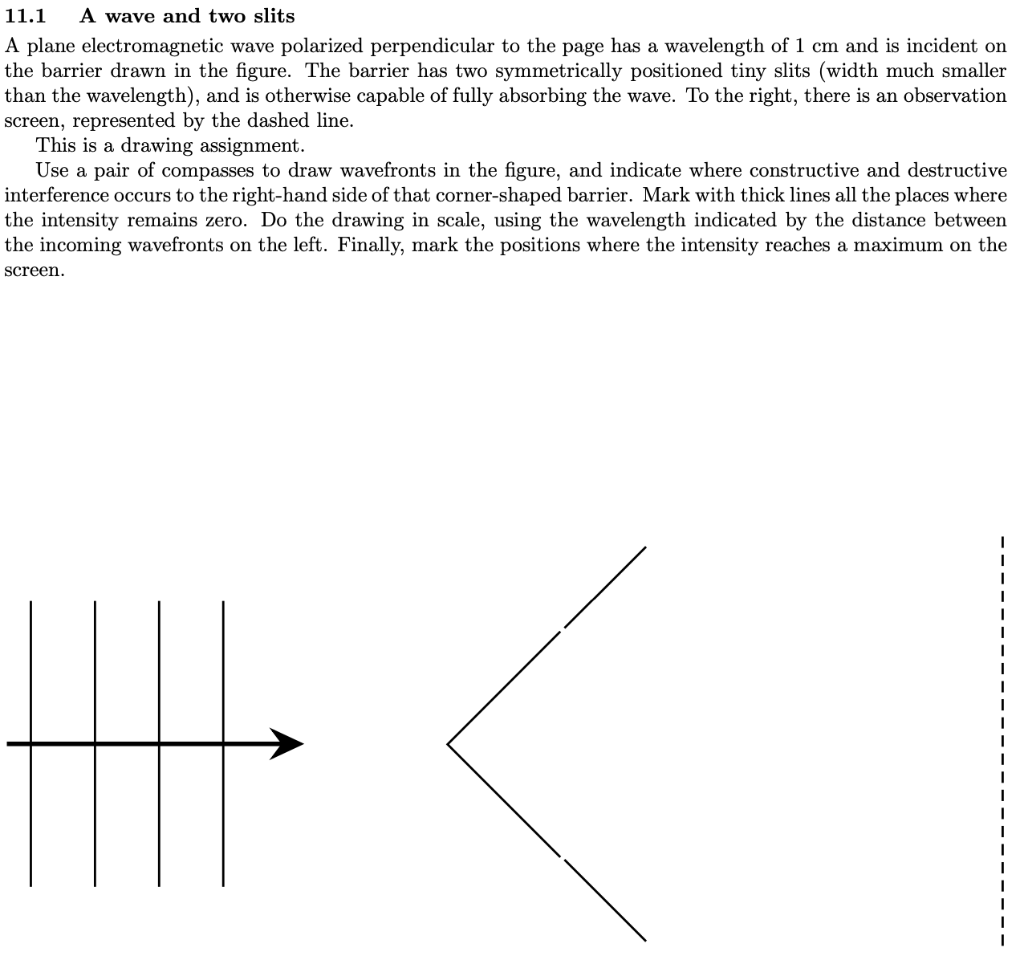 11.1 A wave and two slits A plane electromagnetic wave polarized