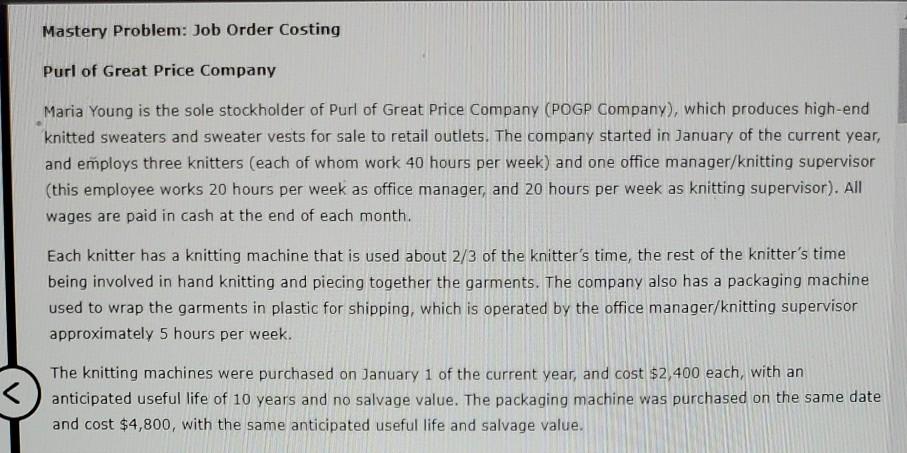 Please help me how to do these Mastery Problem: Job Order