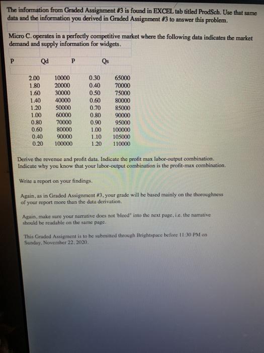  The information from Graded Assignment #3 is found in EXCEL tab