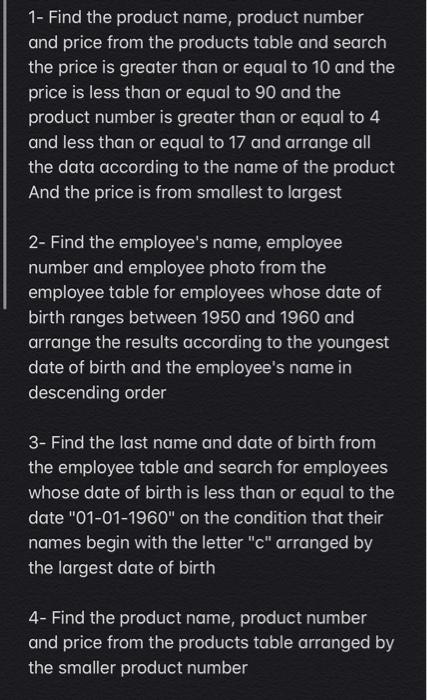  The solution is software commands for sql and via: https://www.w3schools.com/sql/trysql.asp? Filename
