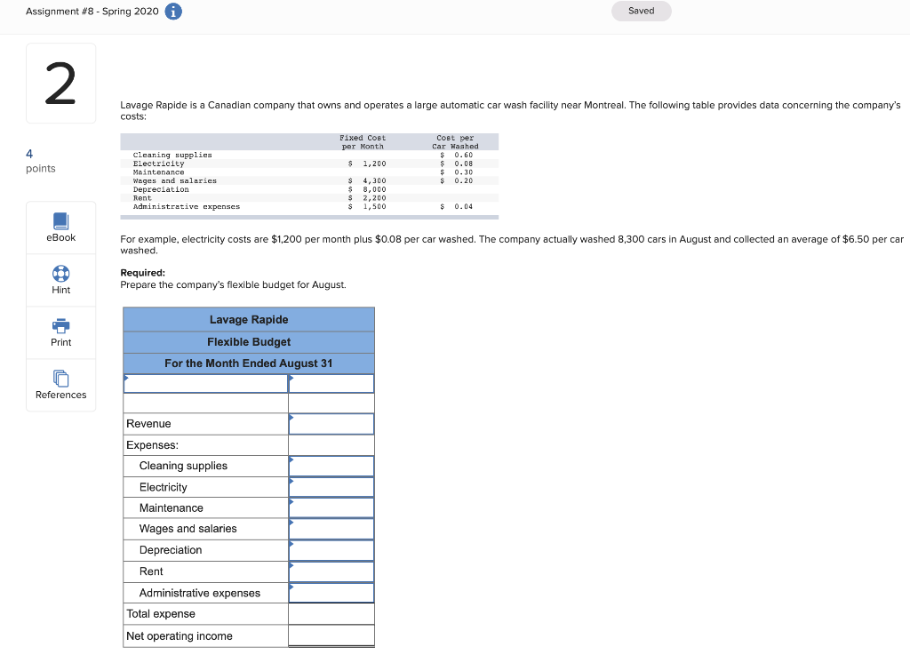 Assignment #8 - Spring 2020 A Saved Lavage Rapide is a