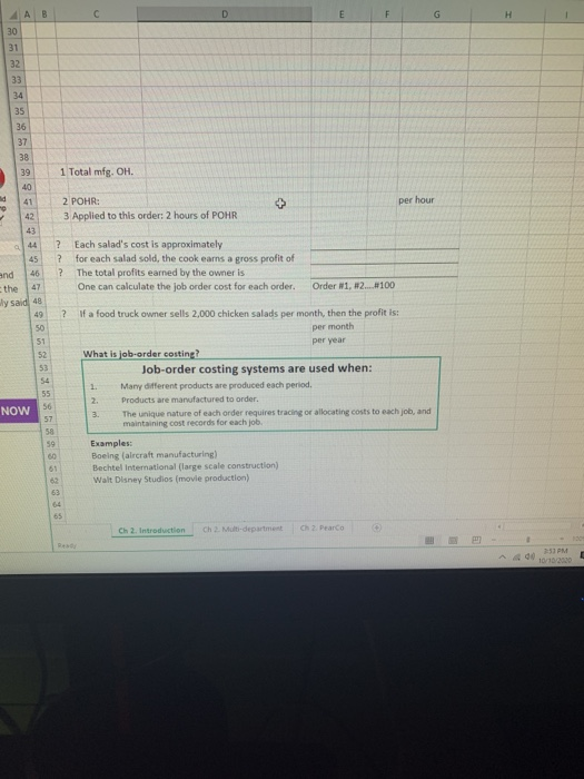 order of 100 chicken salads, what the total order manufacturing (product) cost?