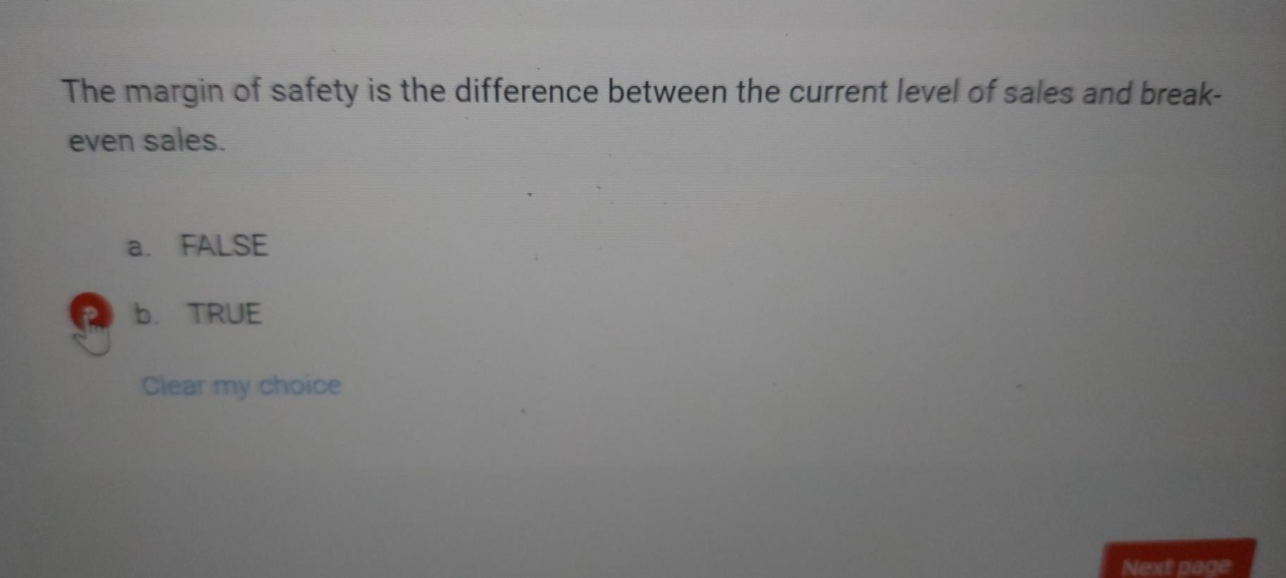 The margin of safety is the difference between the current level