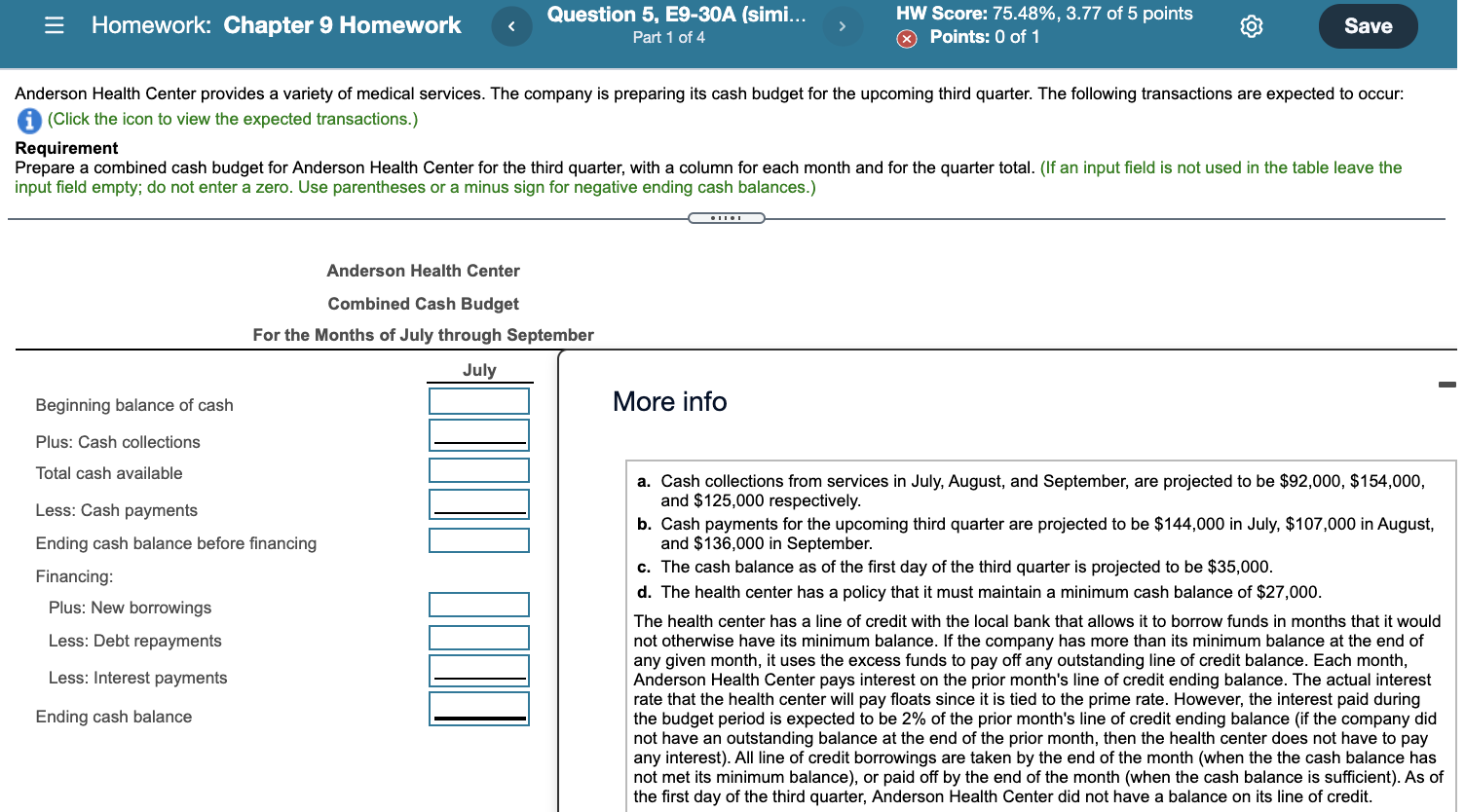 Chapter 9 question 30A Please show you work this is my third