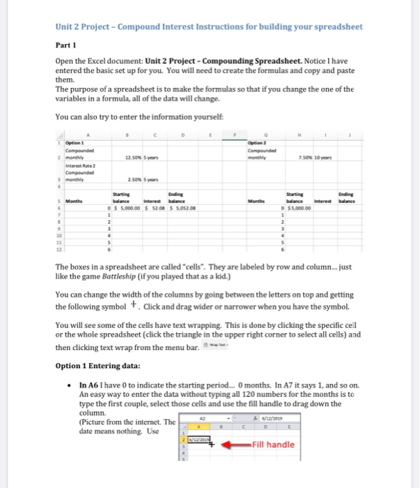 Unit 2 Project - Compound Interest Instructions for building your spreadsheet