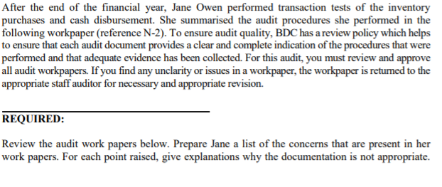 Substantive Procedures and Audit Documentation. (18 Marks) After the end of the