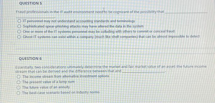  Fraud professionals in the IT audit environment need to be cognizant