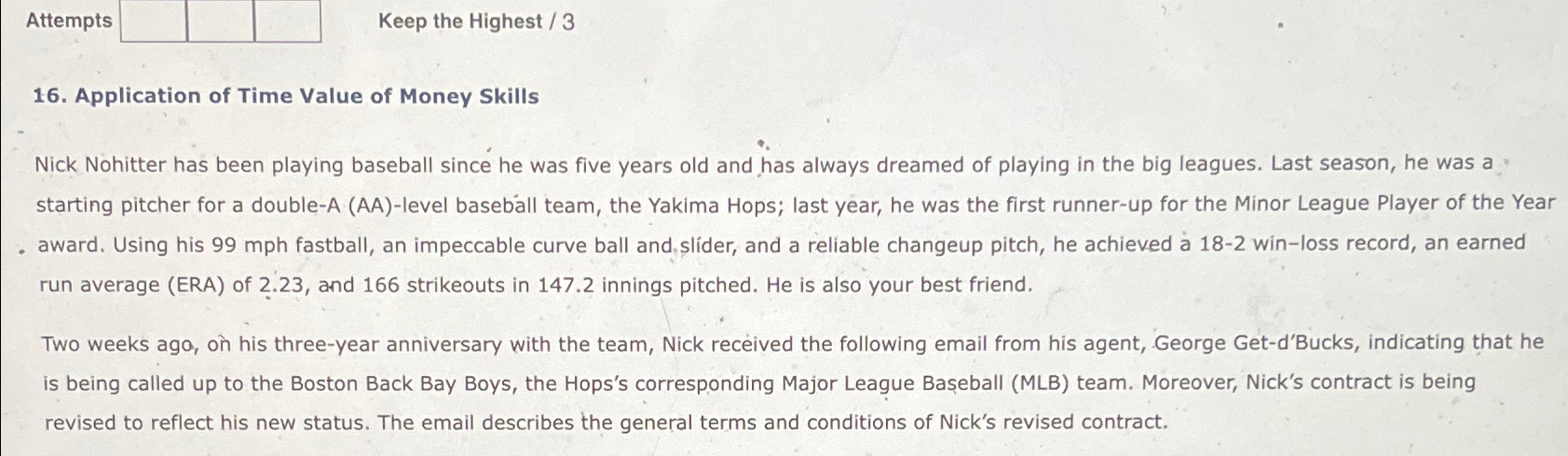  Attempts Keep the Highest /3 16. Application of Time Value of