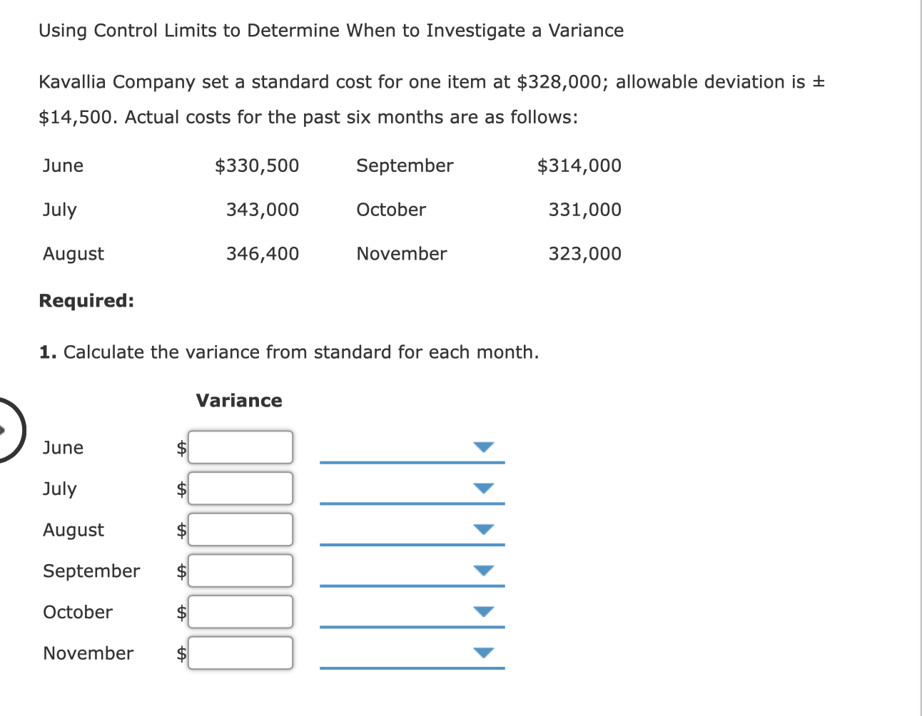  Using Control Limits to Determine When to Investigate a Variance Kavallia