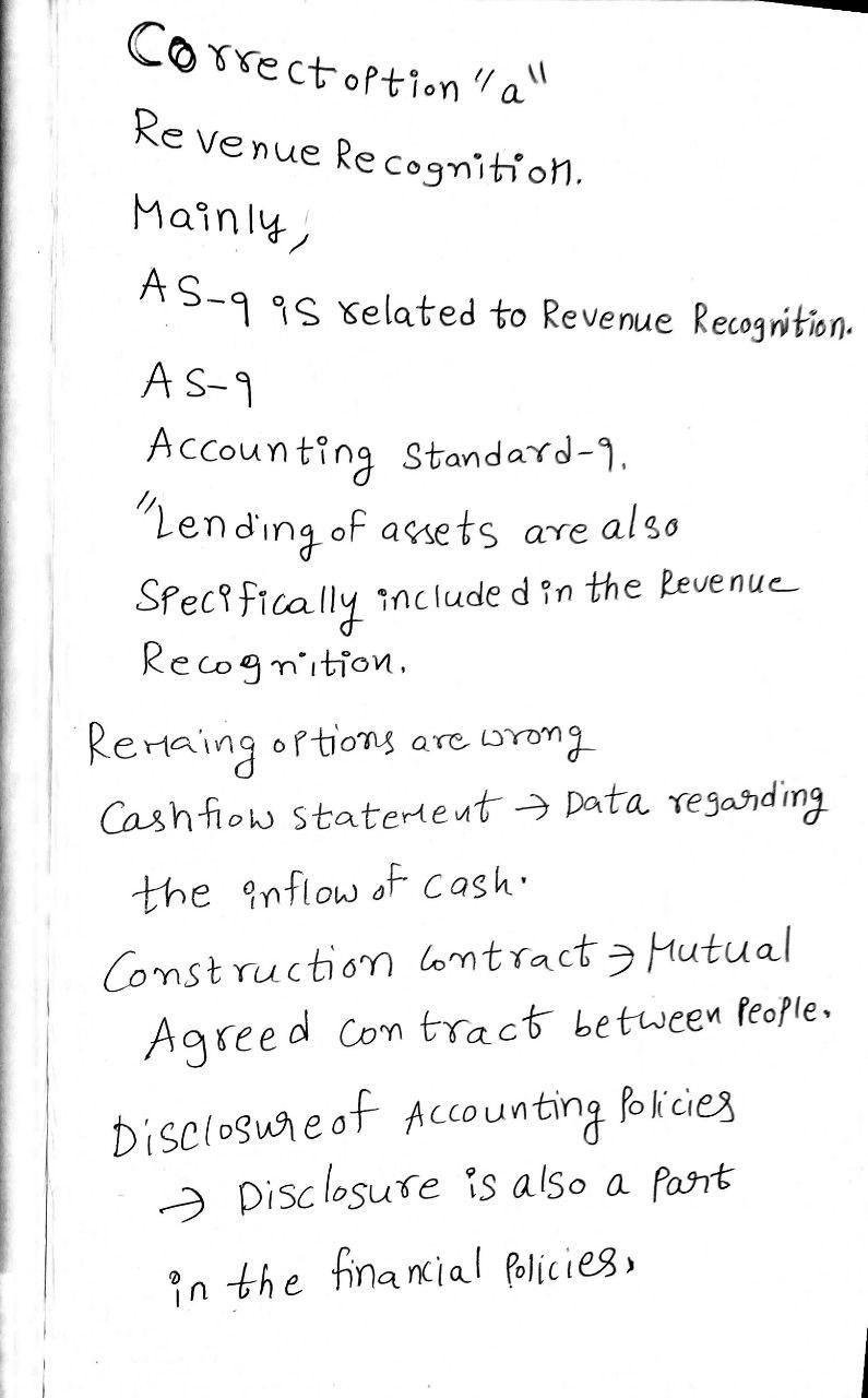 I need the answer as soon as possible Correct optional Revenue Recognition.