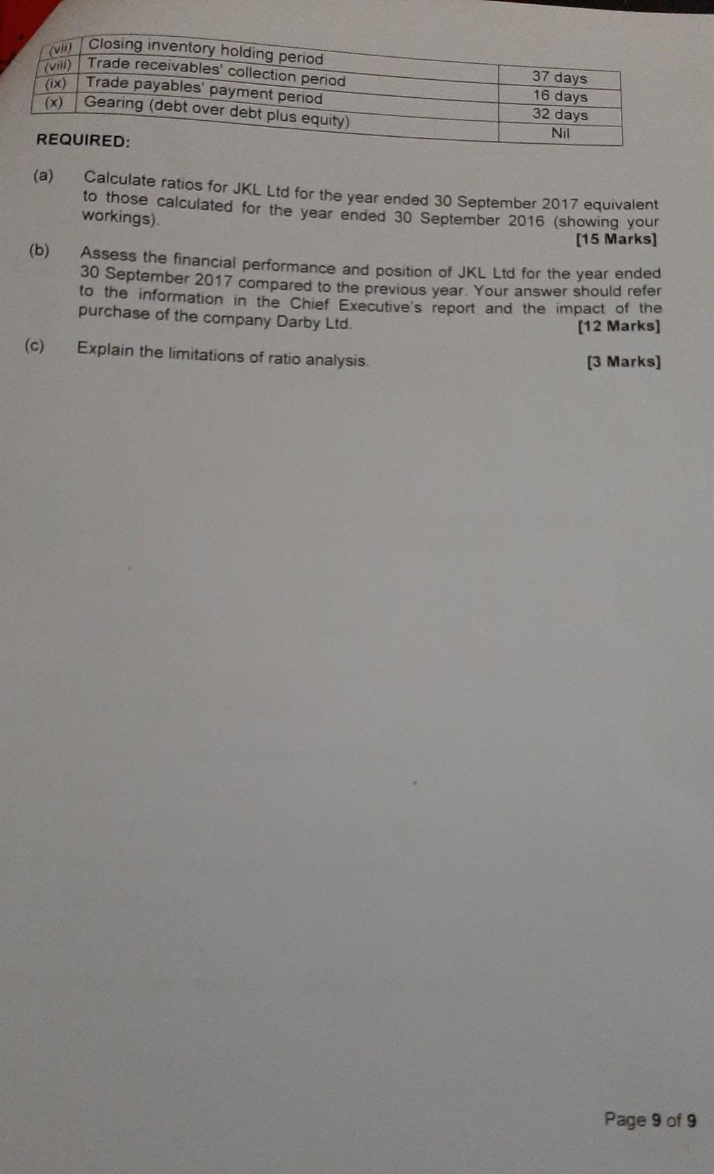 ended 30 September 2017. together with comparative for 2016 and extract from