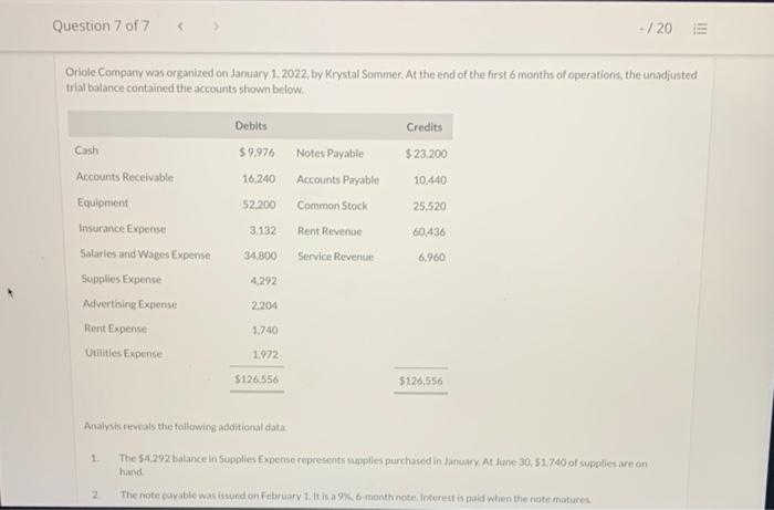 please answer correctly!! Question 7 of 7 - /20 III e Textbook