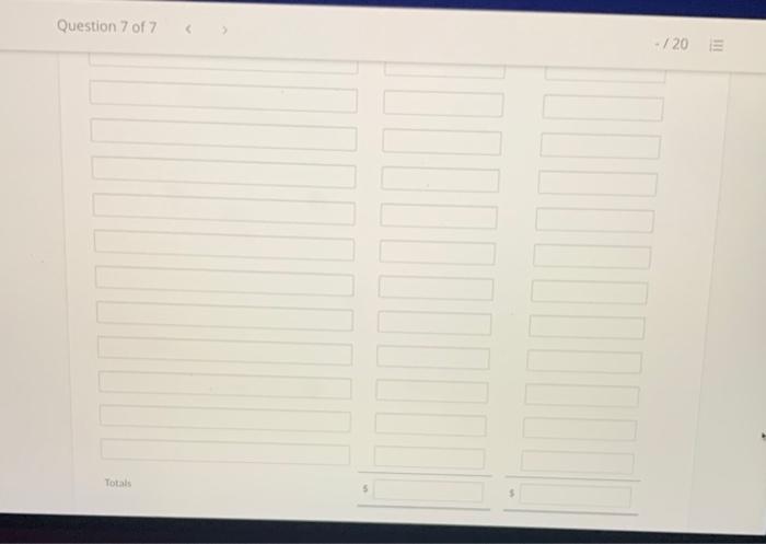 of 7 - /20 Prepare a balance sheet at June 30. (List