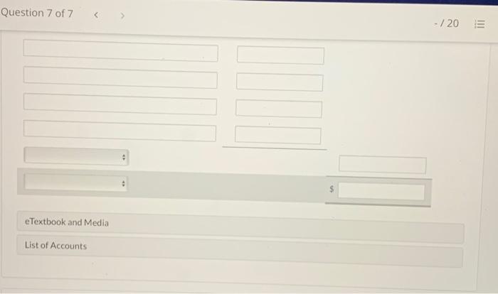 and Stockholders' Equity Question 7 of 7 - /20 : $ eTextbook