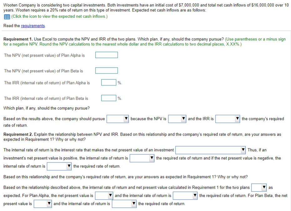 Answer choices to drop down menus: 1. Based on the results above,