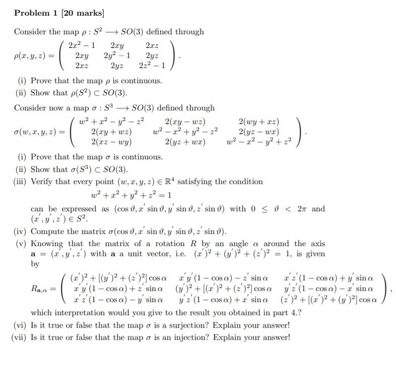 intro to topology Problem 1 (20 marks] Consider the map p: S2