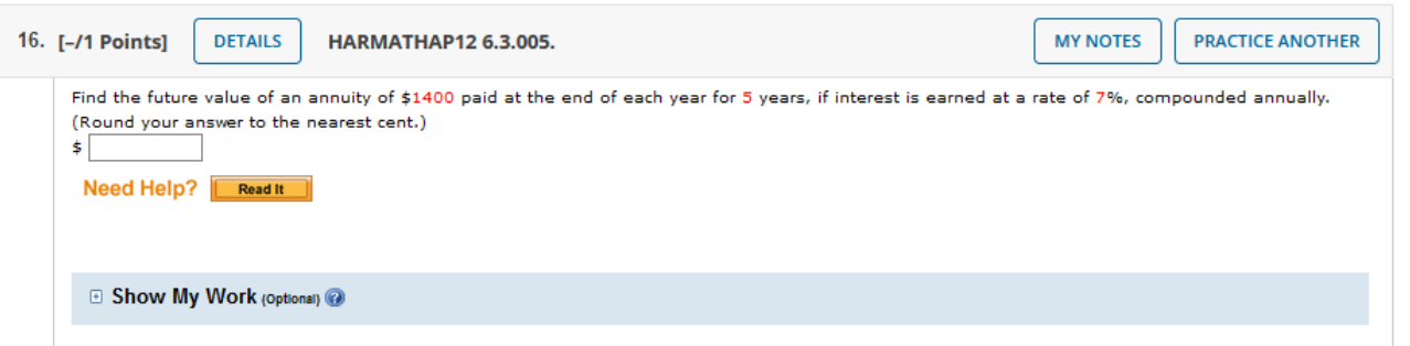  16. (-/1 Points] DETAILS HARMATHAP12 6.3.005. MY NOTES PRACTICE ANOTHER Find