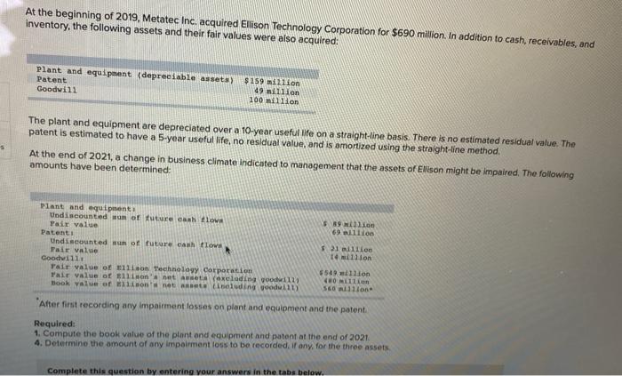 COMPANY Depreciation and Amortization Expense For the Year Ending December 31, 2021