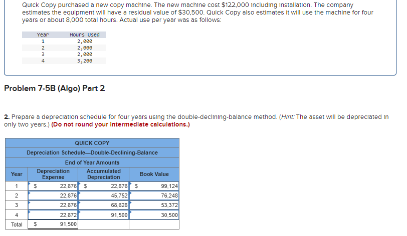  Three part Question: Quick Copy purchased a new copy machine. The